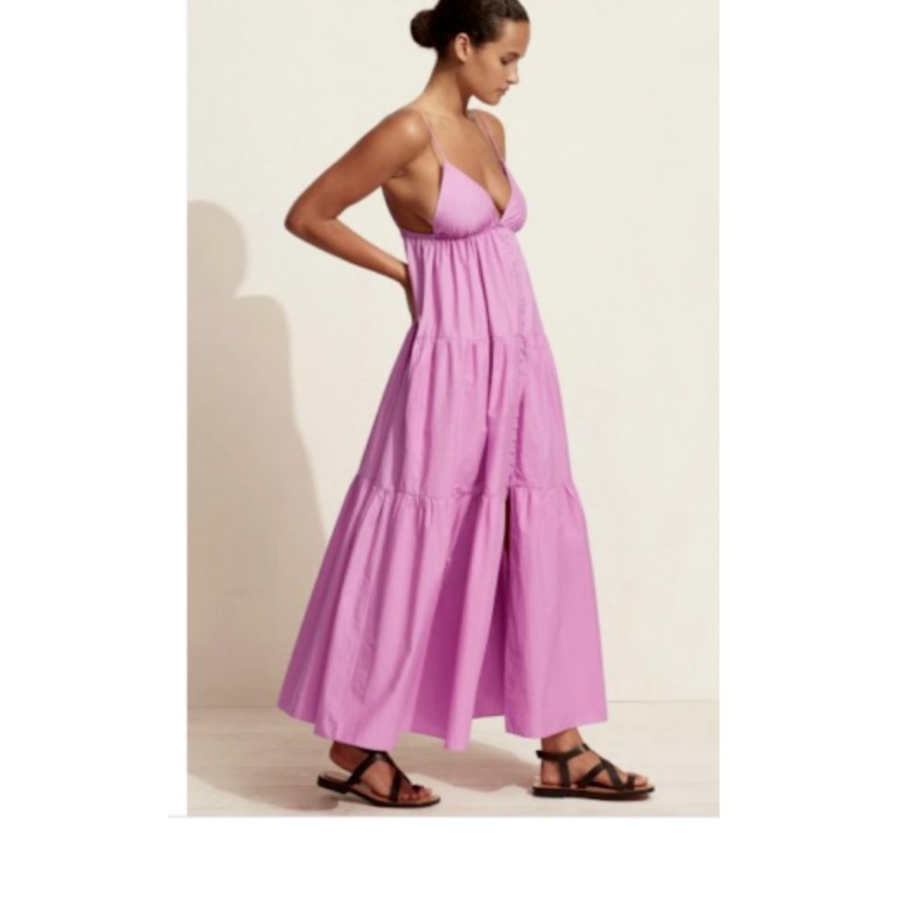 MATTEAU TIERED PINK COTTON MAXI  DRESS  US4